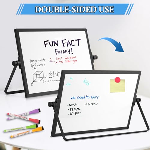 Double-Sided Magnetic White Board with Stand, 12" x 8" (Black) - color: Black, size: 12"W x 8"H
