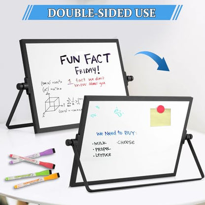 Double-Sided Magnetic White Board with Stand, 12" x 8" (Black) - color: Black, size: 12"W x 8"H