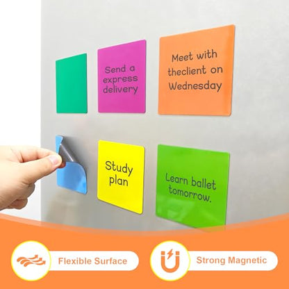 36Packs Reusable Magnetic Sticky Notes, 3" x 3" Dry Erase Magnets Labels, Widely Use to Post Notes for Whiteboard, Fridge, Locker, Cabinet, Door - Office & Classroom Supplies - style: 3x3, 36Pcs-Full Color