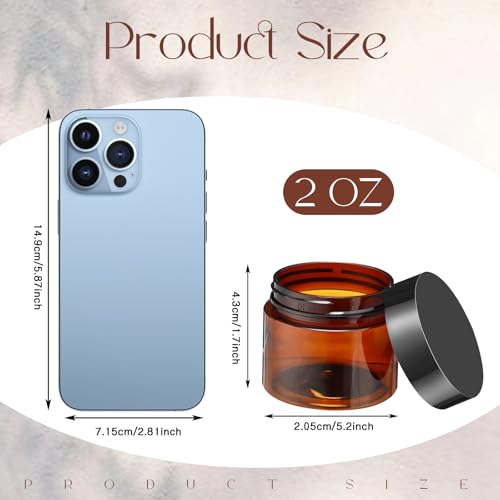 SATINIOR 100 Pcs Plastic Jars with Lids Small Containers Lids Wide Mouth Small Plastic Containers for Lotion Cream Rhinestones Body Butters Travel Storage(2 oz,Amber) - color: Amber, size: 2 oz