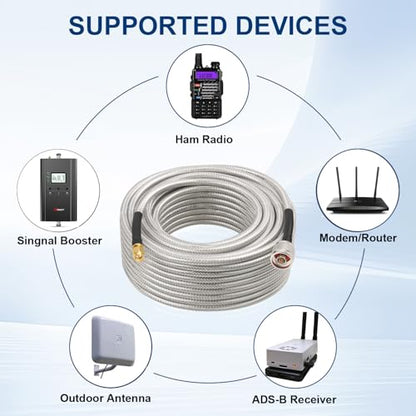 MOOKEERF RG8X N Male to SMA Male Cable 15FT,Ultra Low Loss RG8X Stranded Core SMA to N Cable 50 ohm for WiFi Router,GPS Receiver,Antenna,Signal Booster Use - size: 15FT