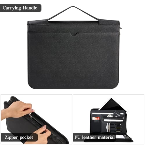 ProCase Portfolio Business Padfolio Folder with Handle and Zipper -Allblack - color: Allblack