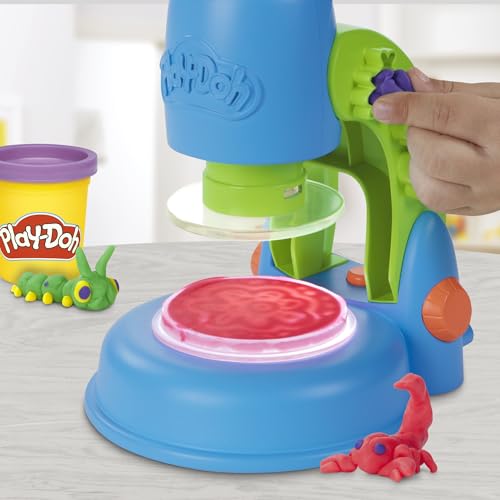 Play-Doh Light & Look Microscope for Kids, Electronic Preschool Toys for Girls & Boys, 9 Accessories & 5 Colors, Back to School Gifts, Ages 3+