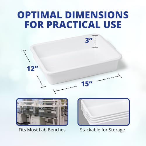 United Scientific™ Polypropylene Containment Lab Tray with Handles, 10-Pack - size: 15" x 12" x 3" (10 Count)
