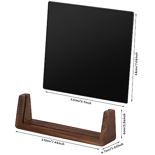 Mini Desktop Glass Dry Erase White Board with Walnut Wood Base,Black Glass - style: Walnut Base Black