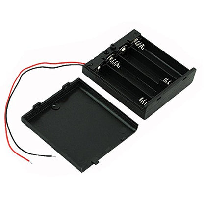 Ogrmar 2Pcs On/Off Switch 4 x 1.5V AA Battery Case Holder Leads Black w Cap