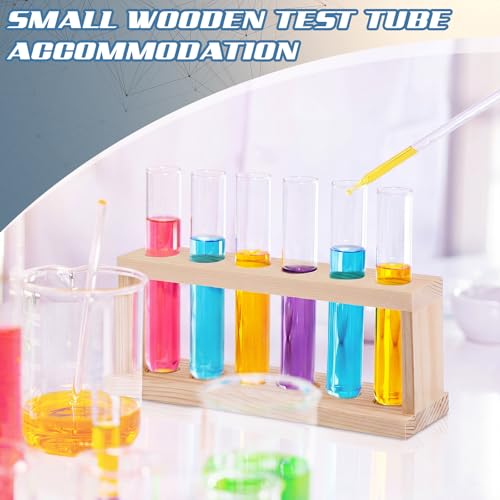 Wenqik 2 Pack Wooden Test Tube Rack, 6 Holes 15 mm Pine Wood Lab