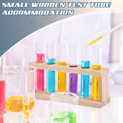 Wenqik 2 Pack Wooden Test Tube Rack, 6 Holes 15 mm Pine Wood Lab