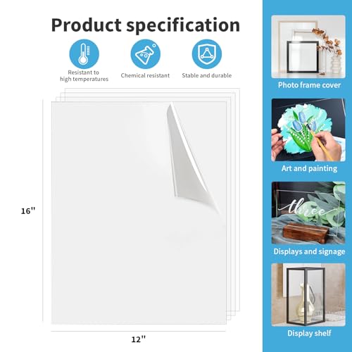 Art3d Plexiglass Sheets, Clear & Flexible, 5-Pack of 12 x 16" - color: Clear, size: 12" x 16", 1mm Thick