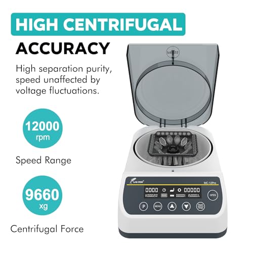 LAB FISH Mini Centrifuge LCD Speed Adjustable 1000-12000 RPM,Max 9660 xg RCF,Lab Benchtop Microcentrifuge 12 x 0.2/0.5/1.5/2ml Scientific Test Tubes for Lab
