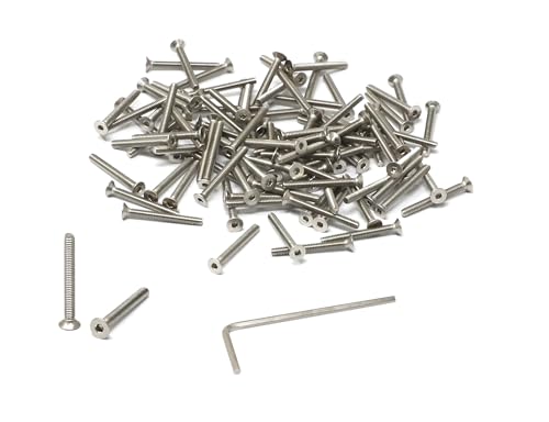 iexcell 100 Pcs M2 x 18mm Thread Pitch 0.4 mm Stainless Steel 304 Hex Socket Flat Head Cap Screws Bolts Kit - size: M2 x 18mm