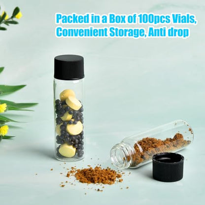 BIGLEE 100PCS 4ML Clear Small Glass Vials with Screw Caps - color: Clear, size: 4ML-100PCS