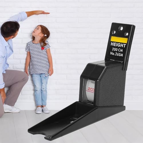 Height Measuring Tool, 2 Meters Height Stature Meter Retractable Measuring Tape Ruler Metal Measuring Tool Height Tape Measure for Wall Adults Child (Black) (Black) - color: Black