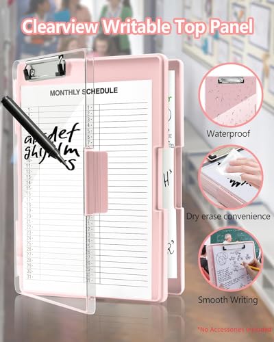 Clipboard with Storage, Nurse Dry Erase Clip Board, 8.5x11,Pale Pink - color: Pale Pink