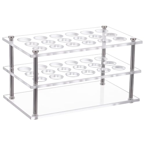 UNICRAFTALE 1 Set 18-Holes Acrylic Test Tube Holder Rack Lab Supplies Rectangle Clear Test Tube Rack Round Holes Test Tube Holder Hole 17mm for Test Tubes Chemistry Laboratory 3.43x6.1x3.39 Inch - size: 15.5x8.7x8cm