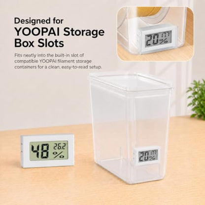 YOOPAI Mini Digital Hygrometer Thermometer 6 Pack, Humidity Monitor for 3D Printer Filament Storage Box, Filament Dry Box, Printer Enclosure and Storage Bin