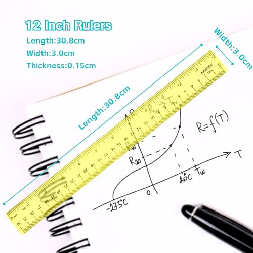 12 Inch Plastic Rulers, Color Clear Rulers for Kids, School, Office, 7PCS - size: 12 Inches