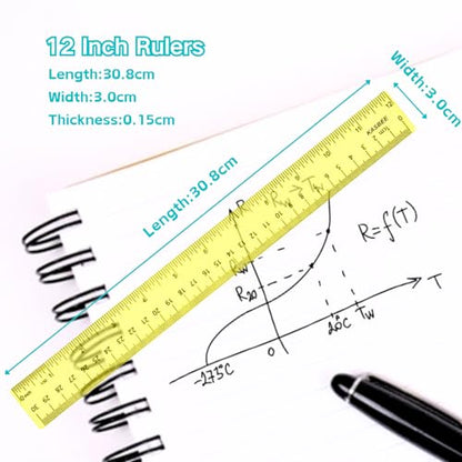 12 Inch Plastic Rulers, Color Clear Rulers for Kids, School, Office, 7PCS - size: 12 Inches
