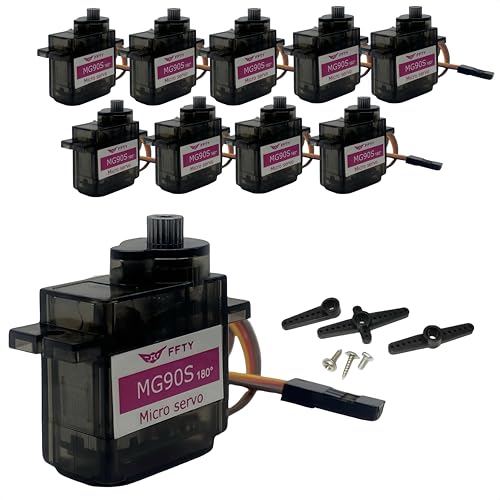 10 Pcs MG90S Servo Motor-Metal Gear 9g Micro Servo for RC Car Robot Helicopter, Mini Servos for Arduino Project(10pcs MG90S) - style: 10pcs mg90s