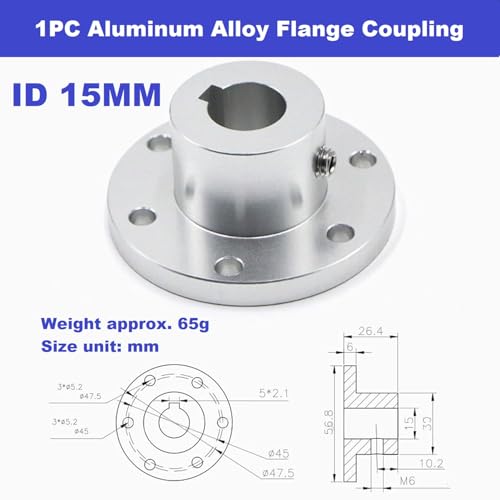 Aluminum Alloy Flange Coupling, 15 mm Inner Dia with Locking Key Slot, Flange Shaft Connector for Connecting Motor and Wheel DIY Model RC Parts (1Piece） - style: 15mm with Keyway