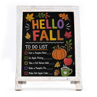 LotFancy 15"x12" Magnetic Chalk Board Sign, Small Tabletop Chalkboard White - color: Whitewash, size: 12"W x 15"H