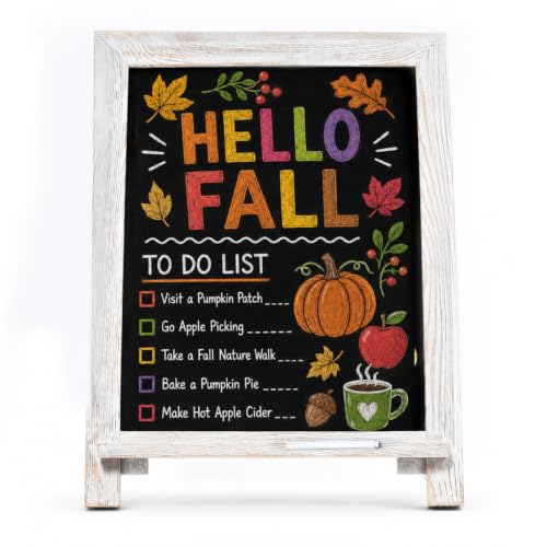 LotFancy 15"x12" Magnetic Chalk Board Sign, Small Tabletop Chalkboard White - color: Whitewash, size: 12"W x 15"H
