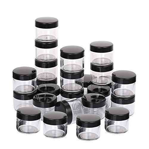 100 Count Refillable Cosmetic Containers with Lids 20 Grams Black Makeup Sample Jars for Beauty Products - Black - color: Black, size: 20g (100 Count)