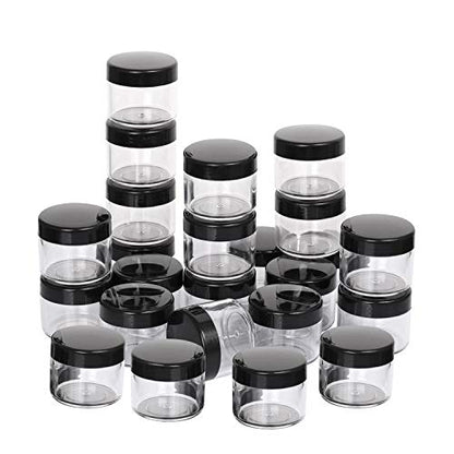 100 Count Refillable Cosmetic Containers with Lids 20 Grams Black Makeup Sample Jars for Beauty Products - Black - color: Black, size: 20g (100 Count)