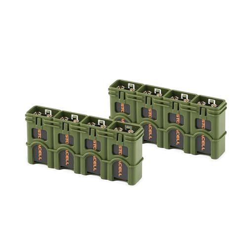 Storacell Slimline 9V Battery Storage Container - Holds 4-9 Volt Batteries, Military Green, (Pack of 2) - color: Military Green, size: 4 Count (Pack of 2)