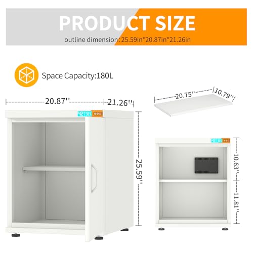 3D Printer Stand with 180L Dehumidifying Storage | 25% RH Control - color: White-DM