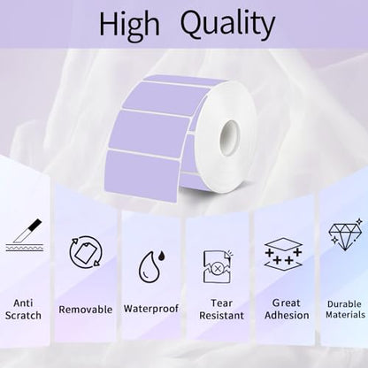 2x1 Inch Thermal Labels, Purple Thermal Printer Stickers, Waterproof Self-Adhesive Shipping Label Printer Sticker for Barcode, Name, Address, 300 Labels/Roll - color: Purple, size: 1*2 inch/1 roll