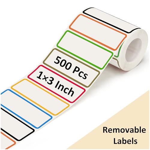 500 Pcs 1×3 Inch Removable Freezer Labels, Waterproof, Oil & Tear Resistant, No Residue Writable Stickers for Food Containers, Jars, Pantry and Meal Prep (Bright-Blank)