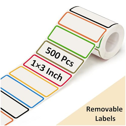 500 Pcs 1×3 Inch Removable Freezer Labels, Waterproof, Oil & Tear Resistant, No Residue Writable Stickers for Food Containers, Jars, Pantry and Meal Prep (Bright-Blank)