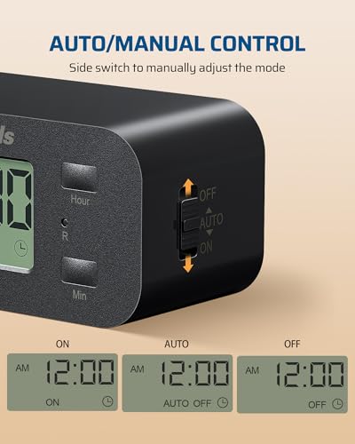DEWENWILS Indoor 24 Hour Programmable Digital Timer Outlet, 1 Outlet,1 Pack - style: Black-1PK