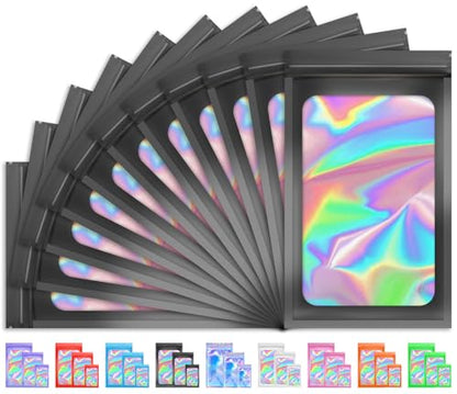 100PCS Resealable Holographic Bags, Jewelry Bags|Black,2.9x4.7in - color: Black, size: 2.9x4.7 Inch