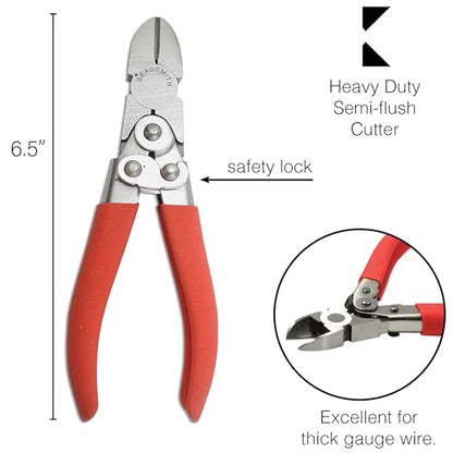 The Beadsmith Heavy Duty Cutter – 6.5 inches (165mm) – Hardened Steel Blades – Red Comfort Grip Handle with Safety Lock – Tool for Jewelry Making, Electronics and Micro Mechanics - size: 6.5 inches