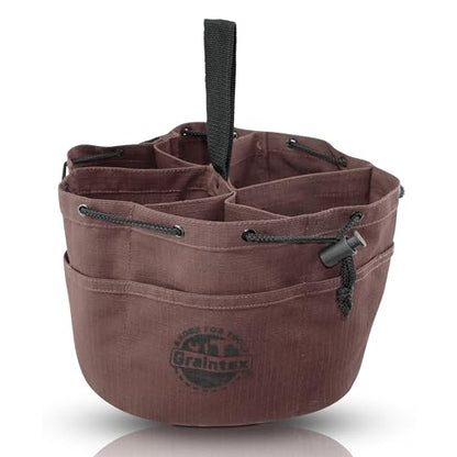 Graintex 18 Pockets Grab Bag Rip-stop Canvas Drawstring Closure, Small Part Organizer Pouch, Small Tools, Screws, Parts, Parachute Tool Bag for Efficient Storage - Coffee Brown - color: Coffee Brown