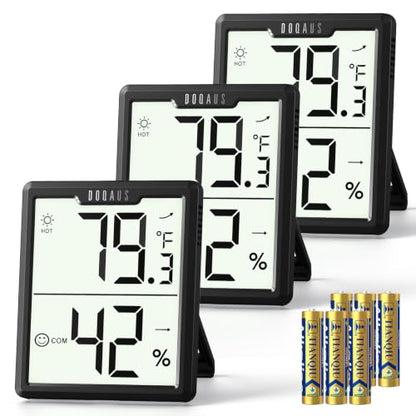 DOQAUS 3 Pack Digital Hygrometer Indoor Thermometer Black - color: Black