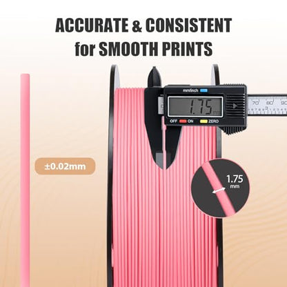 ERYONE Matte PLA Basic 3D Printer Filament 1.75 +/- 0.03mm, Matte Filament 1KG(2.2LBS) Spool, Pink - color: Lite Matte Pink