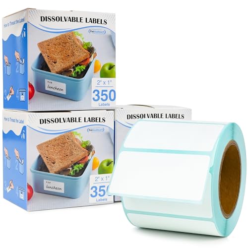 THEBLUETOUCH 1050（3 Rolls） Dissolvable Food Labels with Dispenser, 1" x 2" - size: 3 Box - 1050 Lables