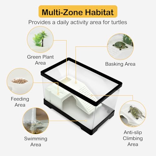 Turtle Tank Starter Kit,7.7 Gal 19.7 x 9.5 x 9.5 in for Baby Turtle - color: White, size: Large(19.7*9.5*9.5inch)
