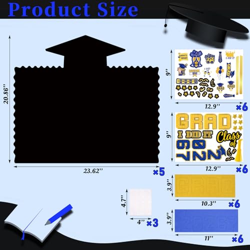Moon Boat 5 Pack Graduation Decorations 2026 Trifold Poster Boards with Stickers Class of 2026 Grad Party Picture Display Supplies(Blue Gold) - color: Blue Gold