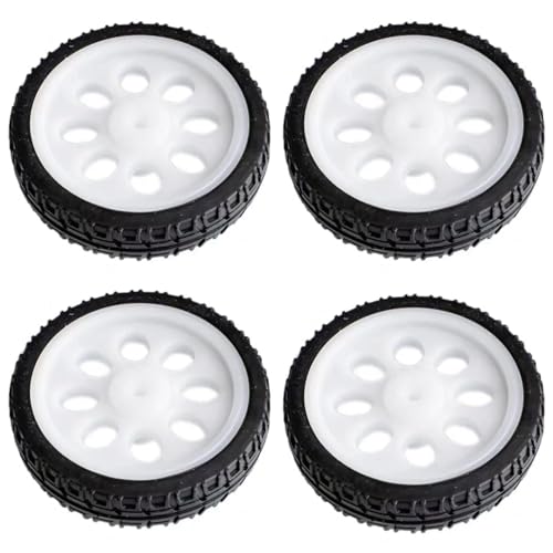 4 Pack TT Motor Wheels with Rubber Tire High Speed Encoder Smart Robot Car Wheel Replacement Spare Parts for Gearbox Motor 200RPM Ratio 1:48 Shaft Motors DIY Robot Smart Car Chassis Kit Arduino
