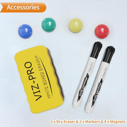 VIZ-PRO Magnetic Whiteboard, 40 x 30 Inches, Dry Erase Board for Wall - size: 40"W x 30"H