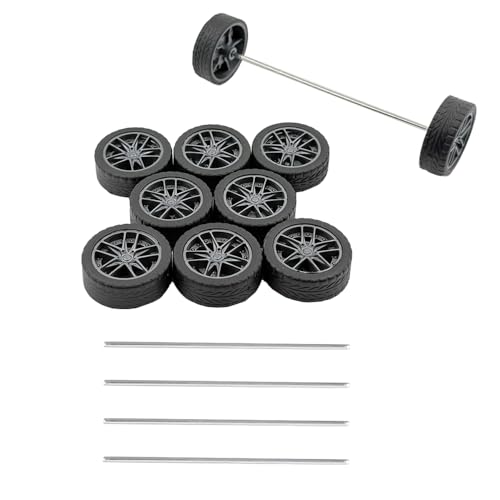 10PCS Toy Wheel Model Car Wheel with 5PCS Round Rod Shaft Axles for DIY Model Toy RC Car Truck Robot Building Project (2x30mm) - style: 2x30mm
