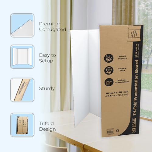 BAZIC Products White Tri-Fold Poster Board, 36 x 48 in, 2-Pack - color: White, size: 2-Pack