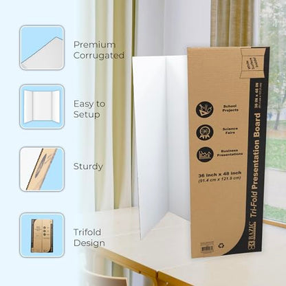 BAZIC Products White Tri-Fold Poster Board, 36 x 48 in, 2-Pack - color: White, size: 2-Pack
