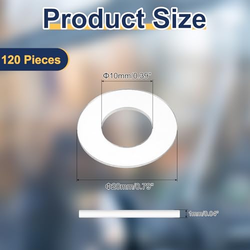 uxcell 120 Pcs M10 PVC Flat Washers 10mm ID 20mm OD 1mm Thick Plain Washer Grommets Plastic Sheet Gasket Fastener Sealing Spacer Gasket Ring Water Hose Washers, Clear - size: M10x20mmx1mm