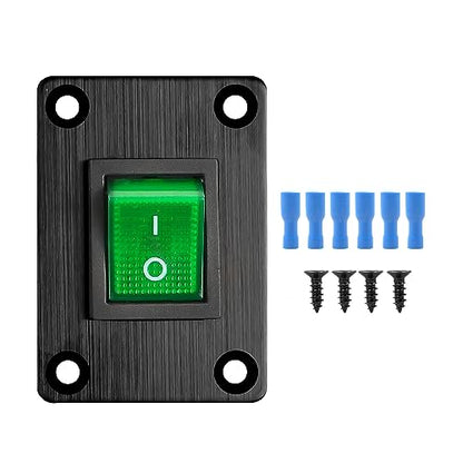 1Pcs Green LED KCD4 Boat Rocker Switch 2-Position 4-Pin DPST Panel Switch 16A 250VAC 20A 125VAC, with 6pcs FDFD2-250 Blue Terminals, CE - color: 1Pcs Green/with 6pcs FDFD2-250 Blue Terminals