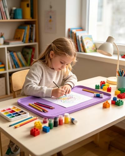 Silicone Art Mat for Crafts with Raised Sides to Stay Tidy, 24" x 16" - color: Puple, size: 24" x 16"